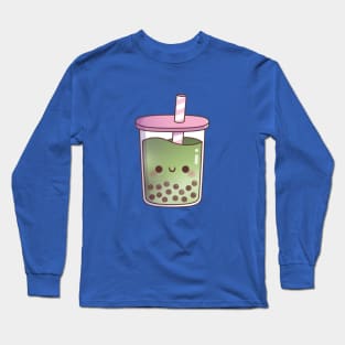 Cute Green Tea Matcha Latte Boba Tea Long Sleeve T-Shirt